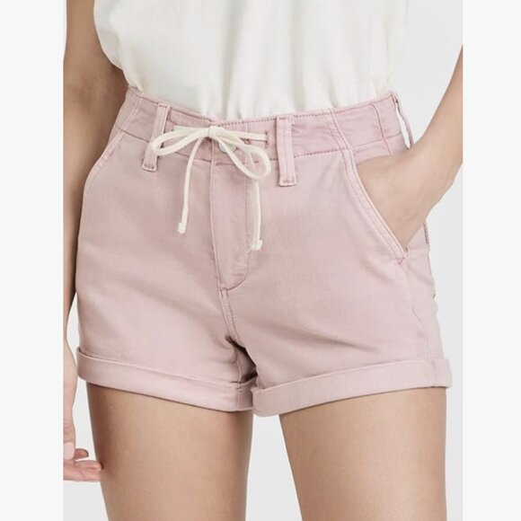 PAIGE “Harper” Rose Blush Denim Shorts – Size 25 | Soft Pink, Drawstring, Tiered - Picture 10 of 10
